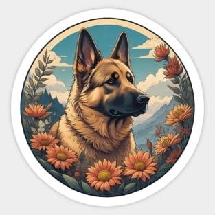 German Shepherd Dog Landscape Portrait Sticker